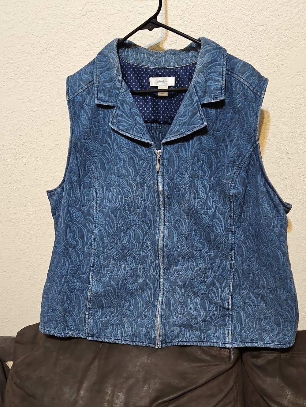 CJ Banks Denim Zip Vest